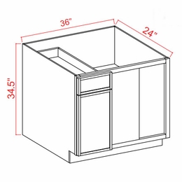 Armor White Oak BBC39: Blind Corner Base Cabinets: Assembled Kitchen Cabinets