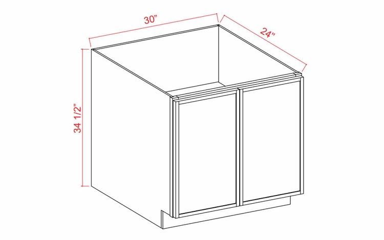 Armor White Oak BFH30: Full Height Double Door Base Cabinets: Assembled Kitchen Cabinets