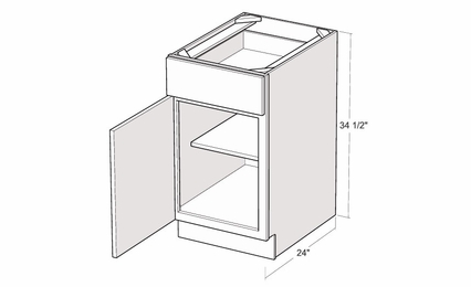 Artisan Moss B15-L: 15" Base Cabinet (Left Hinge Door): Assembled Kitchen Cabinets
