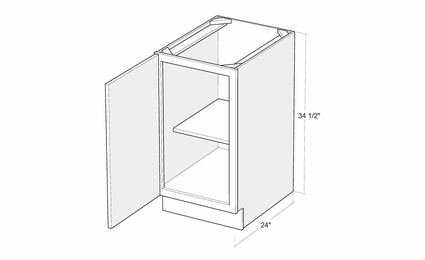 Artisan Moss B15FH-L: 15" Full Height Door Base Cabinet (Left Hinge Door): Assembled Kitchen Cabinets