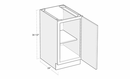 Artisan Moss B21FH-R: 21" Full Height Door Base Cabinet (Right Hinge Door): Assembled Kitchen Cabinets