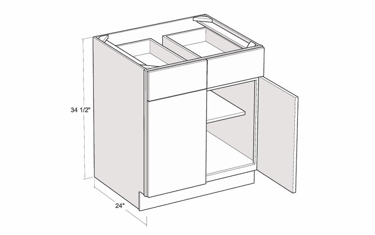 Artisan Moss B33: 33" Base Cabinet: Assembled Kitchen Cabinets