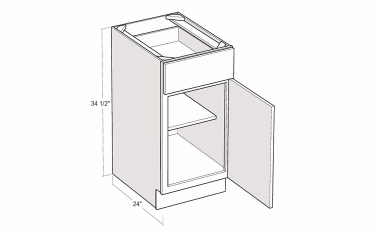 Artisan Moss B9-R: 9" Base Cabinet (Right Hinge Door): Assembled Kitchen Cabinets