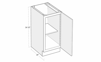 Artisan Moss B9FH-R: 9" Full Height Door Base Cabinet (Right Hinge Door): Assembled Kitchen Cabinets