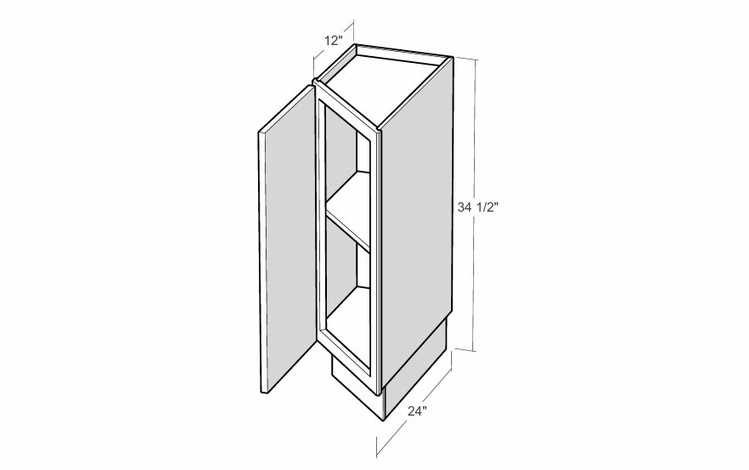 Artisan Moss BAC12FH-L: 12" Full Height Door Angle Base Cabinet (Left Hinge Door): Assembled Kitchen Cabinets