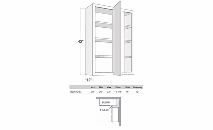 Artisan Moss BLW30/3342: 42" High Blind Wall Cabinet: Assembled Kitchen Cabinets