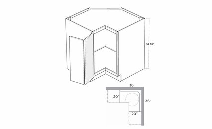 Artisan Moss BSQC36-L: 36" Square Corner Base Cabinet (Left Hinge Door): Assembled Kitchen Cabinets