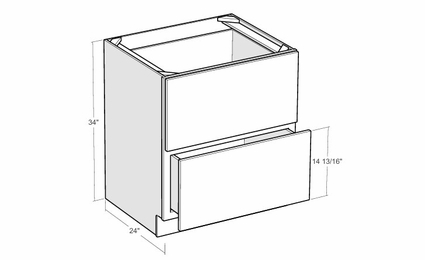 Artisan Moss DB33-2: 33" 2-Drawer Base Cabinet: Assembled Kitchen Cabinets