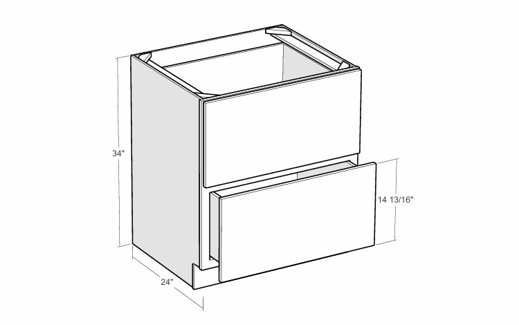 Artisan Moss DB33-2: 33" 2-Drawer Base Cabinet: Assembled Kitchen Cabinets