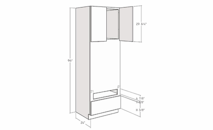 Artisan Moss OVDT3096: 96" Double Oven Cabinet With Tall Drawer: Assembled Kitchen Cabinets