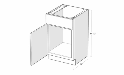 Artisan Moss V2121-L: 21" Vanity Sink Base Cabinet (Left Hinge Door): Assembled Kitchen Cabinets