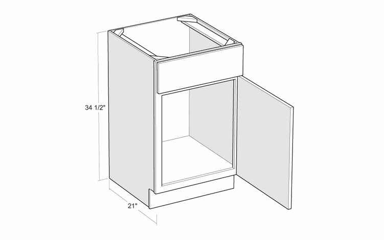 Artisan Moss V2121-R: 21" Vanity Sink Base Cabinet (Right Hinge Door): Assembled Kitchen Cabinets