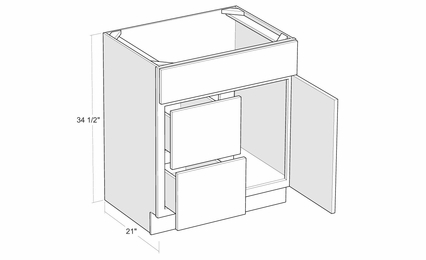 Artisan Moss V2721D-L: 27" Left Drawer Vanity Sink Base Cabinet: Assembled Kitchen Cabinets