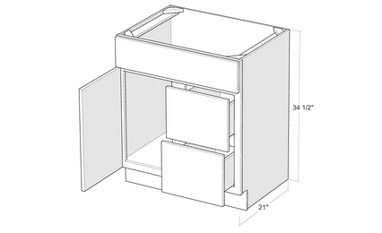 Artisan Moss V3021D-R: 30" Right Drawer Vanity Sink Base Cabinet: Assembled Kitchen Cabinets