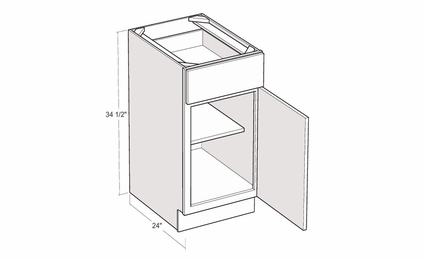 Artisan Silk B9-R: 9" Base Cabinet (Right Hinge Door): Assembled Kitchen Cabinets
