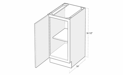 Artisan Silk B9FH-L: 9" Full Height Door Base Cabinet (Left Hinge Door): Assembled Kitchen Cabinets