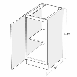 Artisan Silk B9FH-L: 9" Full Height Door Base Cabinet (Left Hinge Door): Assembled Kitchen Cabinets