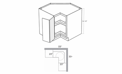 Artisan Silk BLS33-L: 33" Corner Base Super Susan Cabinet (Left Hinge Door): Assembled Kitchen Cabinets
