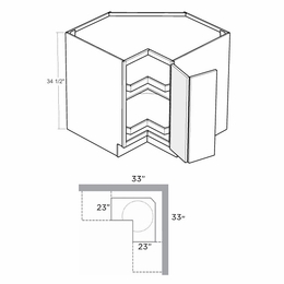 Artisan Silk BLS33-R: 33" Corner Base Super Susan Cabinet (Right Hinge Door): Assembled Kitchen Cabinets