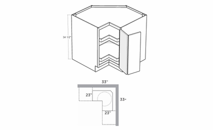 Artisan Silk BLS33-R: 33" Corner Base Super Susan Cabinet (Right Hinge Door): Assembled Kitchen Cabinets