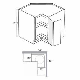 Artisan Silk BLS36-R: 36" Corner Base Lazy Susan Cabinet (Right Hinge Door): Assembled Kitchen Cabinets
