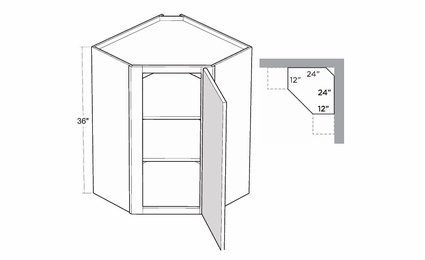 Artisan Silk CW2436: 36" High Diagonal Corner Wall Cabinet: Assembled Kitchen Cabinets