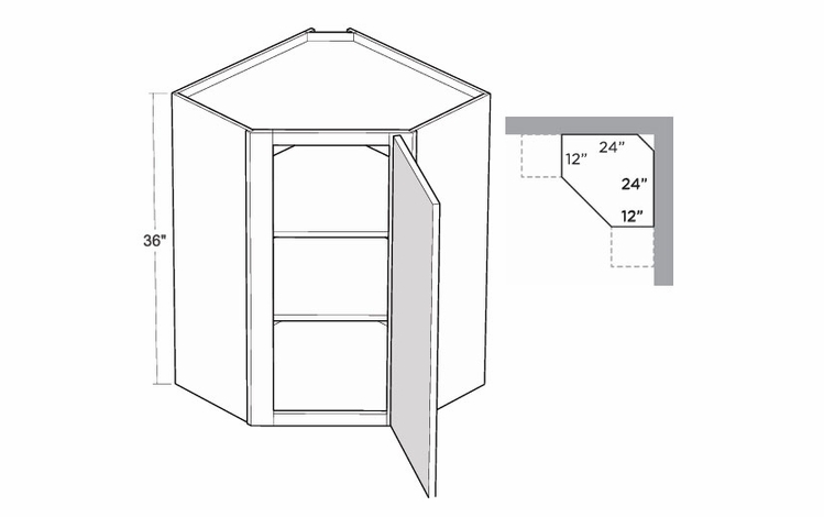 Artisan Silk CW2436: 36" High Diagonal Corner Wall Cabinet: Assembled Kitchen Cabinets