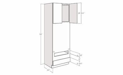 Artisan Silk OVD3396: 96" Double Oven Cabinet: Assembled Kitchen Cabinets