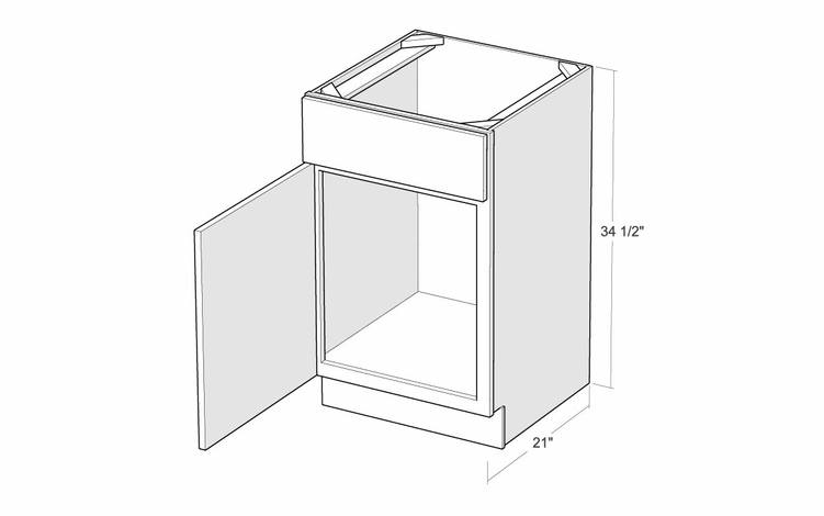 Artisan Silk V2121-L: 21" Vanity Sink Base Cabinet (Left Hinge Door): Assembled Kitchen Cabinets