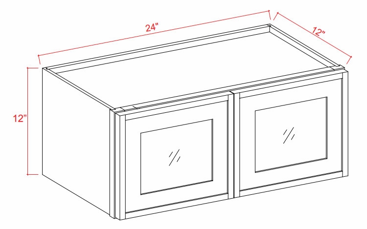 Aspen Charcoal W2412GD: 12"High Wall Cabinet With Glass Doors: Assembled Kitchen Cabinets