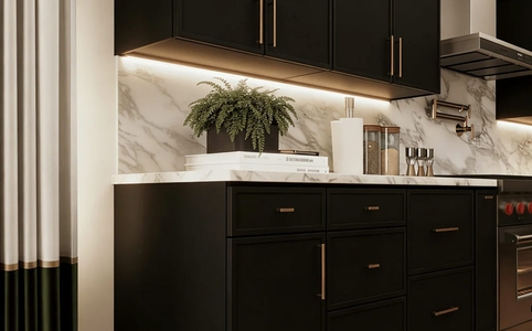 Slim Iron Black Kitchen Cabinets