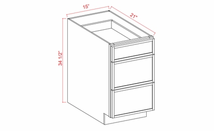 Aston Green 3VDB15: Vanity Drawer Base Cabinet: Assembled Kitchen Cabinets