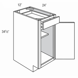 B12: Single Door Base Cabinet: Amesbury Mist RTA Kitchen Cabinet