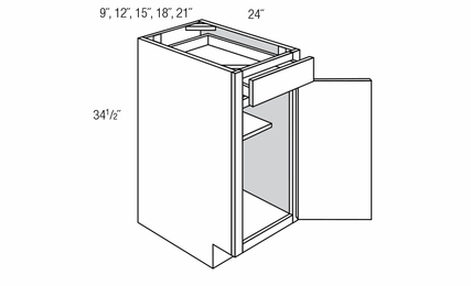 B12: Single Door Base Cabinet: Essex RTA Kitchen Cabinet