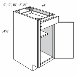 B12: Single Door Base Cabinet: Essex RTA Kitchen Cabinet
