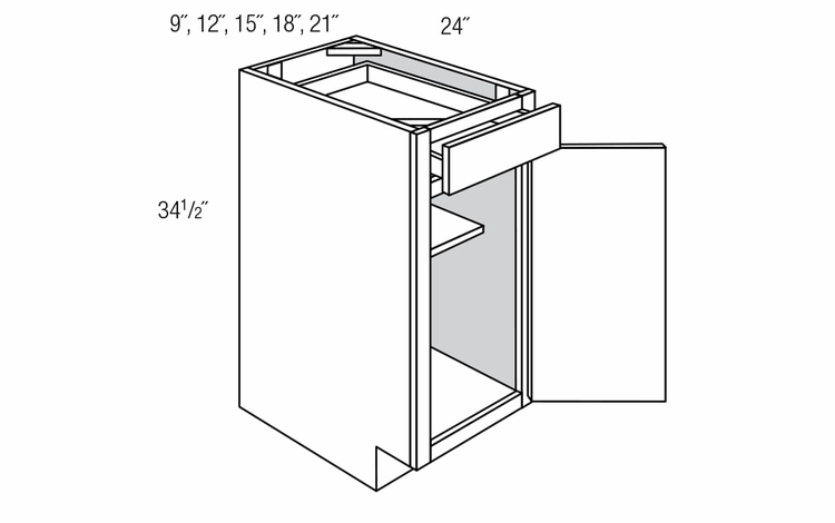 B12: Single Door Base Cabinet: Quincy Espresso RTA Kitchen Cabinet