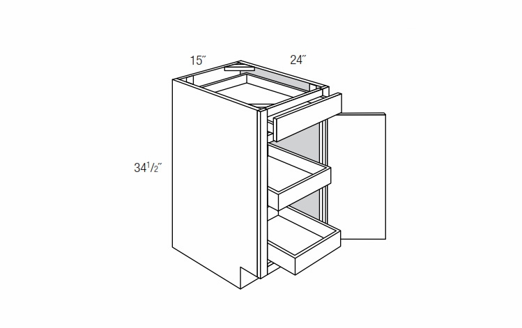 B15SCRT: Base Cabinet With Soft Close Roll-Out Trays: Trenton Slab RTA Kitchen Cabinet