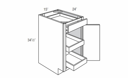 B15SCRT: Base Cabinet With Soft Close Rollouts: Upton Brown RTA Kitchen Cabinet
