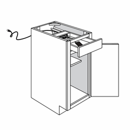 B18CHGDR18: Single Door Base Cabinet With Charging Drawer: Essex Norwich RTA Kitchen Cabinet