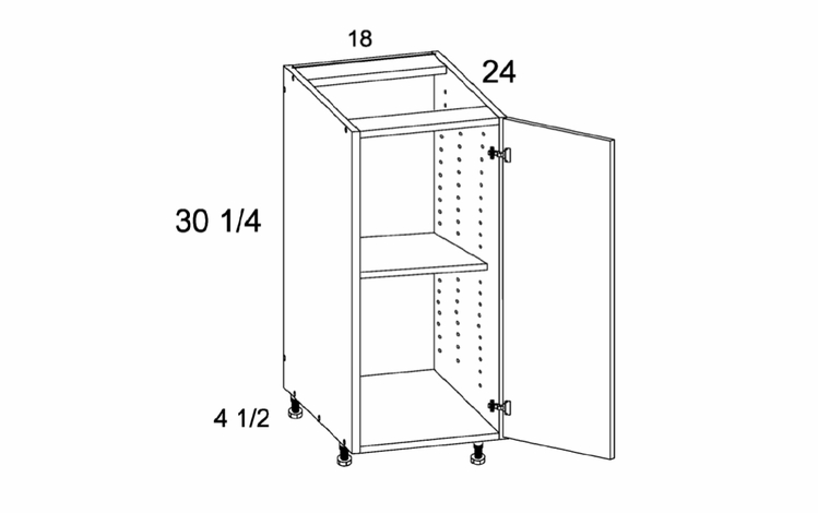B18FH: Full Height One Door Base: Rivera Oyster Shell Kitchen Cabinets