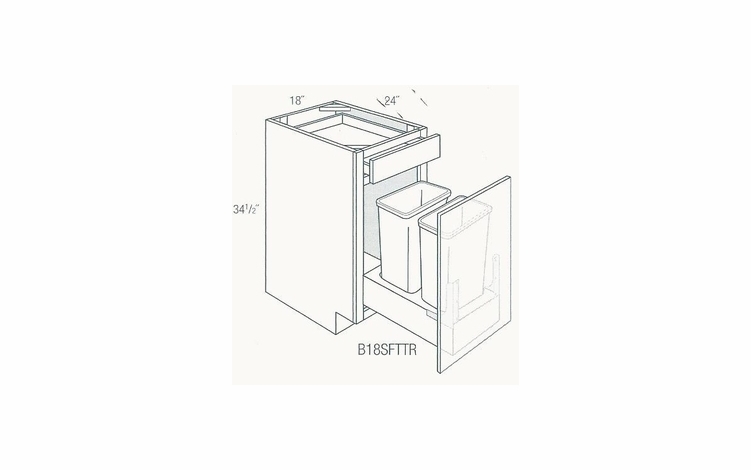 B18SFTTR-Specialty Cabinets:Trash Can Cabinet:Trenton RTA Kitchen Cabinet