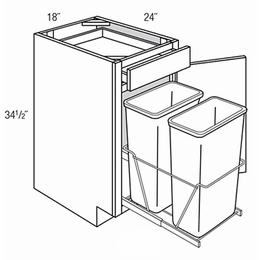B18TR: Double Trash Bin Base Cabinet: Amesbury Mist RTA Kitchen Cabinet