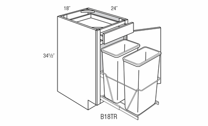 B18TR: Double Trash Bin Base Cabinet: Quincy Espresso RTA Kitchen Cabinet