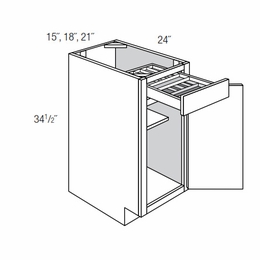 B18TTCD18: Single Door Base Cabinet With 2 Tier Cutlery Drawer: Essex Norwich RTA Kitchen Cabinet