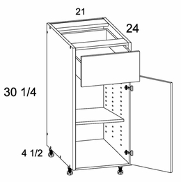 B21: One Door One Drawer Base: Torino Grey Wood Kitchen Cabinets