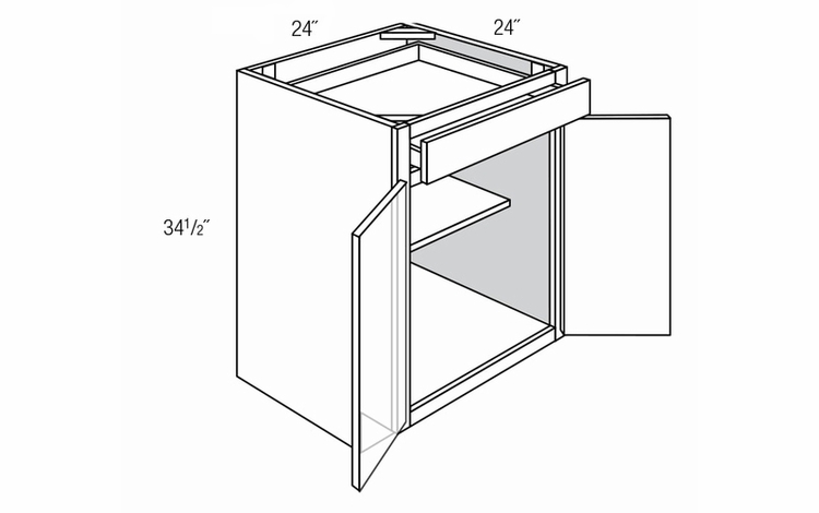 B24B: Double Door Base Cabinet: Dover Norwich RTA Kitchen Cabinet