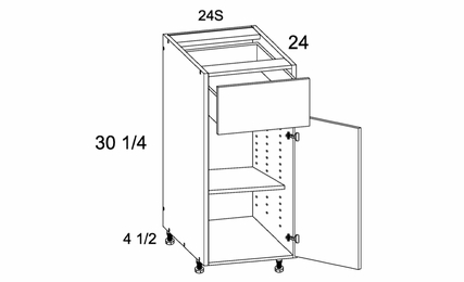 B24S: One Door One Drawer Base: Palermo Gloss White Kitchen Cabinets