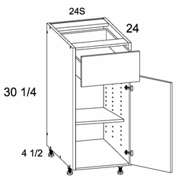 B24S: One Door One Drawer Base: Torino Dark Wood Kitchen Cabinets