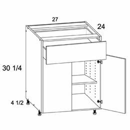 B27: Two Door One Drawer Base: Torino Dark Wood Kitchen Cabinets