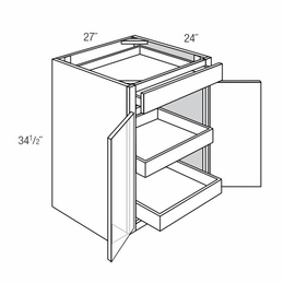 B27BSCRT: Base Cabinet With Soft Close Roll-Out Trays: Essex  RTA Kitchen Cabinet